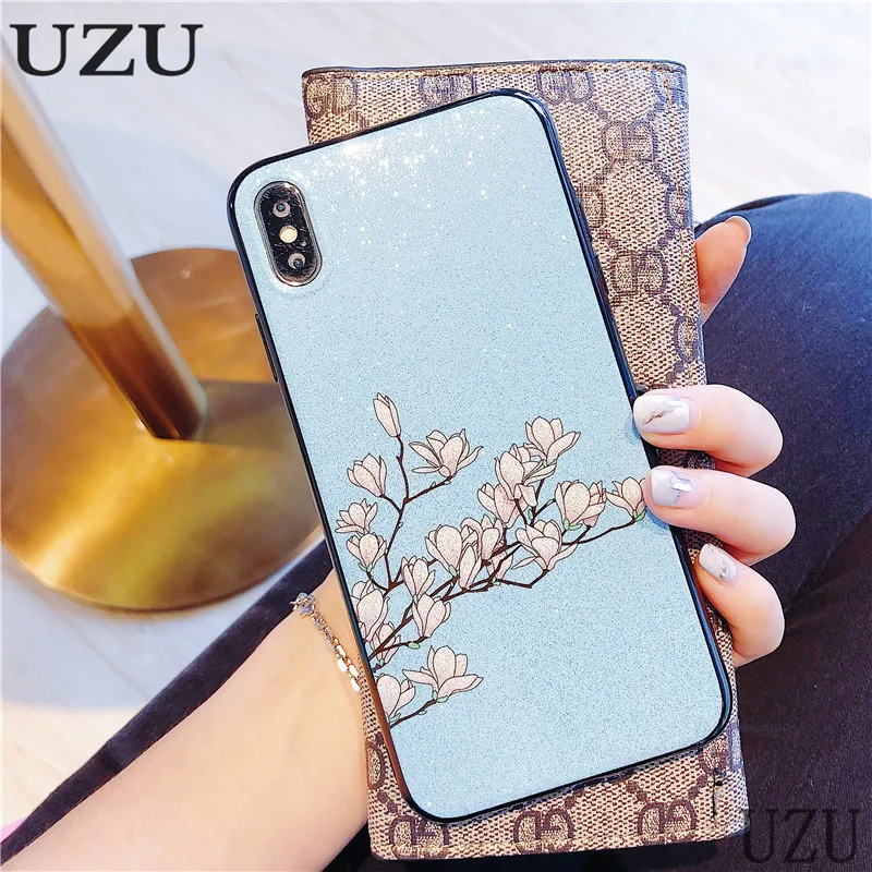 

Silicone Phone Case for One plus 5 6 Floral Fashion Vintage Patterned Glitter Soft TPU cover for One plus 5T 6T etui capas coque