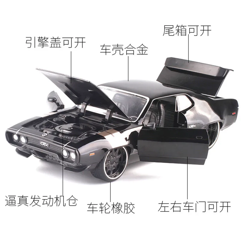 1:24 Масштаб металлический сплав Классический Высокая моделирования литья под давлением модель быстро F8 Плимут GTX Коллекция игрушек Furious8 F подарок