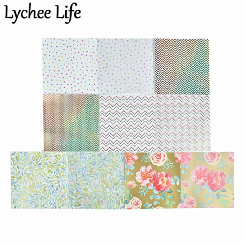 Lychee Life Lovely серия Материал набор бумаги Красочные с цветочным пером сердце напечатанная бумага DIY ручной работы скрапбук крафт бумага