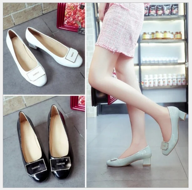 2017 Spring Casual Women s Shoes Thick Heel Shoes Fashion High heeled Shoes Single Shoes for