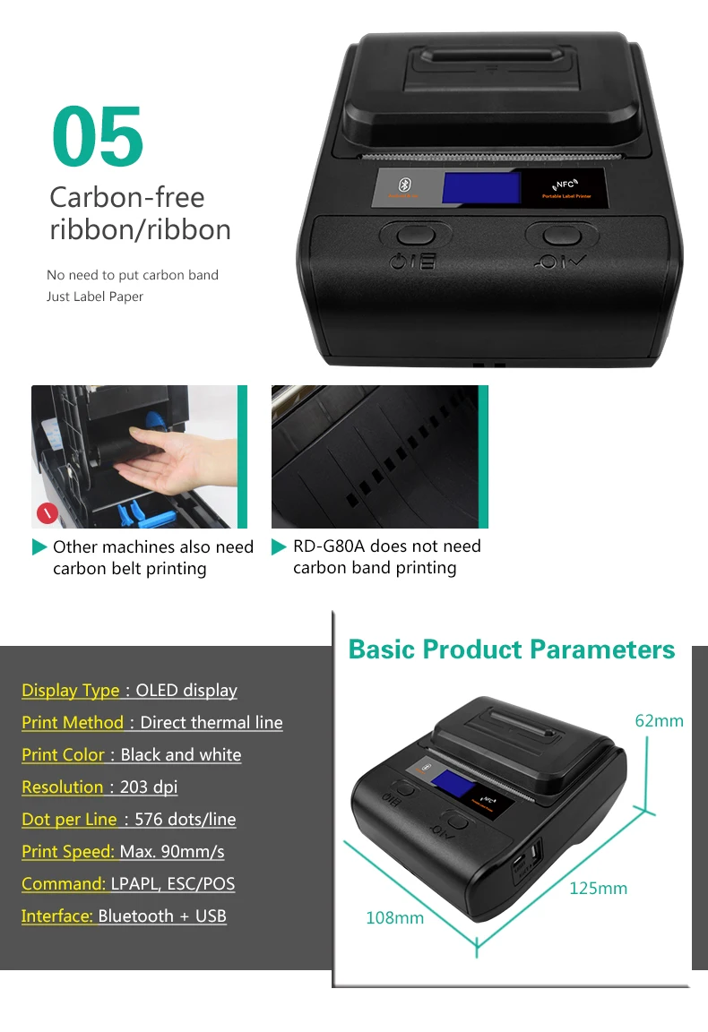 Térmica da Etiqueta de Bluetooth da Impressora do Código de Barras para Android 80mm do Código de Barras da Posição da Impressora Fabricante Móvel para Android Ios Win Mac 58 - 15 High Quality Computador e Escritório