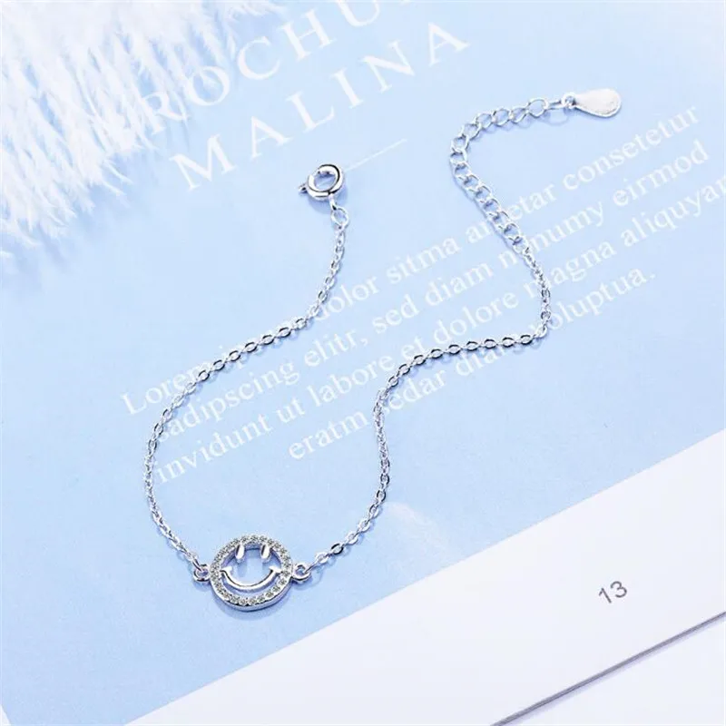 New Creative Luck Sweet Smiley Face Fashion Jewelry 925 Sterling Silver Personality Honey Crystal Happy Women Bracelets B144 New Creative Luck Sweet Smiley Face Fashion Jewelry 925 Sterling Silver Personality Honey Crystal Happy Women Bracelets B144