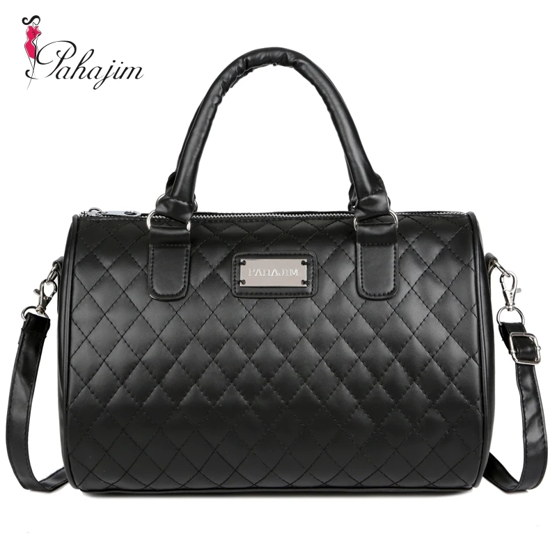 Women Bag Soft Black Leather Handbags Plaid Shoulder Messenger Bags Casual Cross Body Vintage ...