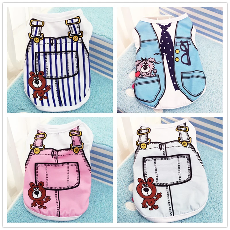 

Fashion 2019 Hot Cartoons Pet Clothing Comfortable Breathable Cotton Vest Pet Dogs Cats Accessory 7 Styles Optional
