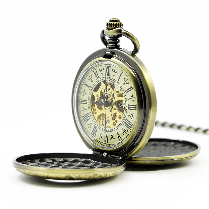 Mechanical Hand Wind Bronze Pocket font b Watch b font font b Steampunk b font Roman