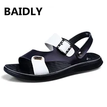 Летние сандалии для мужчин кожаные шлепанцы летние повседневные кожаные туфли на плоской подошве мягкие удобные пляжные сандалии