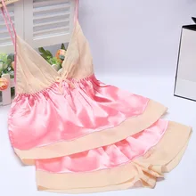 Лидер продаж, Женский пижамный комплект,, комплект из двух предметов, ночная рубашка на бретелях с глубоким v-образным вырезом+ короткие штаны, Шелковый летний комплект для сна