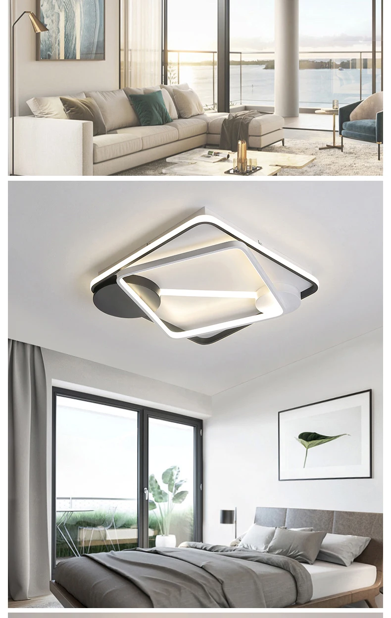 NEO Gleam прямоугольные современные светодиодные потолочные лампы для гостиной спальни Кабинета белый+ черный цвет домашний деко потолочный светильник