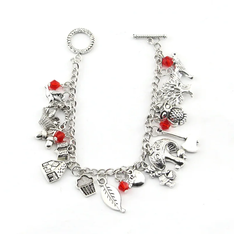 

Fashion Anime Movie Red Riding Hood Charm Bracelet Metal Alloy Leaf House Tree Bracelets Jewelry Gift Fans