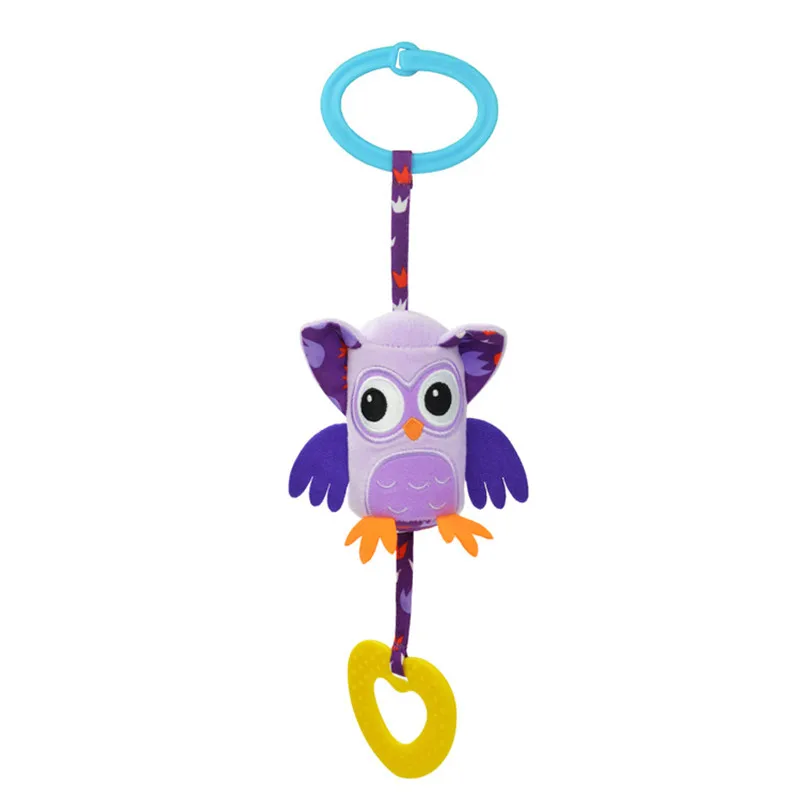 New Plush Baby Toys Teeth Rubber Wind Chimes For Stroller Accessories Bed Hanging Toy 4 Types Owl Parrot Bee Beetle