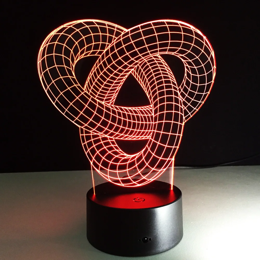  Artistic Abstraction Loop Knot Modern 3D USB Night Light Colorful LED Desk Table Light Lamp For Hom