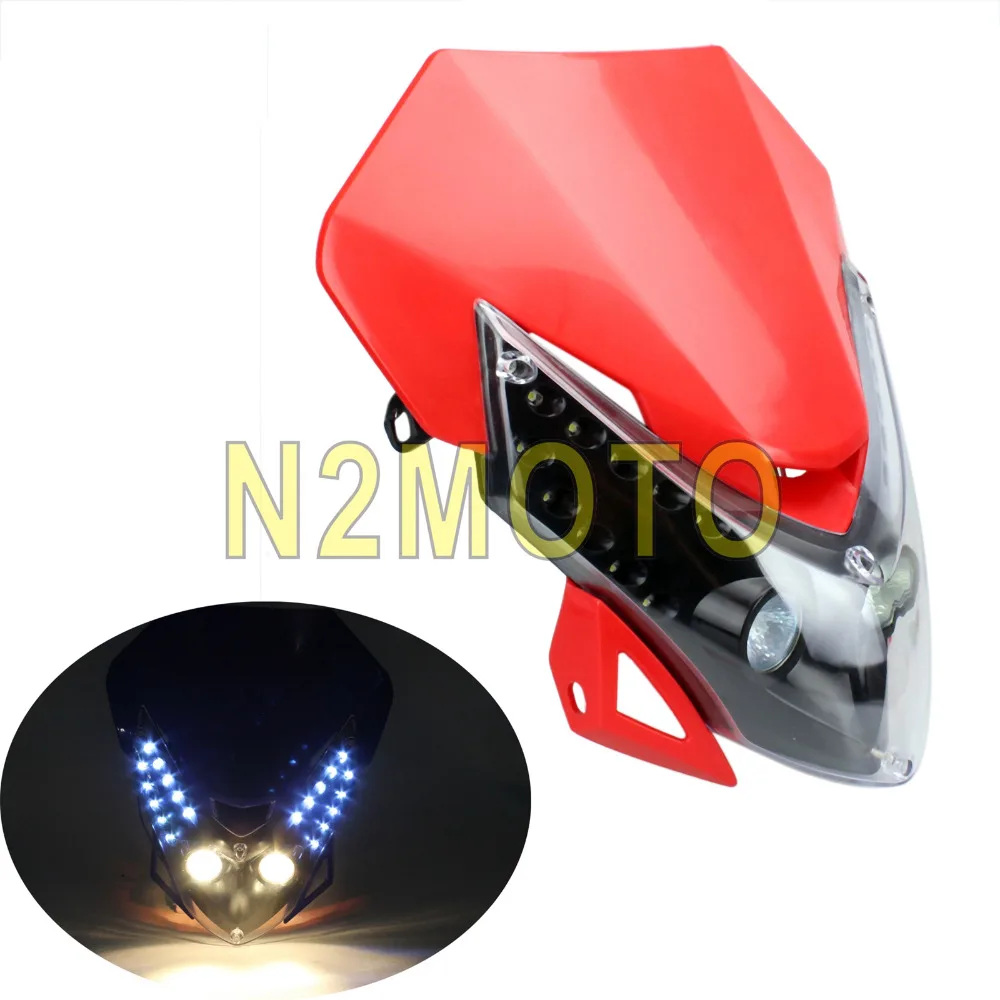 Red Street Fighter Dirt Bike LED Vision Signal lamp Headlight Front