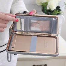 Female Famous Brand Wallet Long Wallets Boxes Purse Super Capacity Mobile Wallet Multi-Card Bit With Lanyard Portefeuille Femme