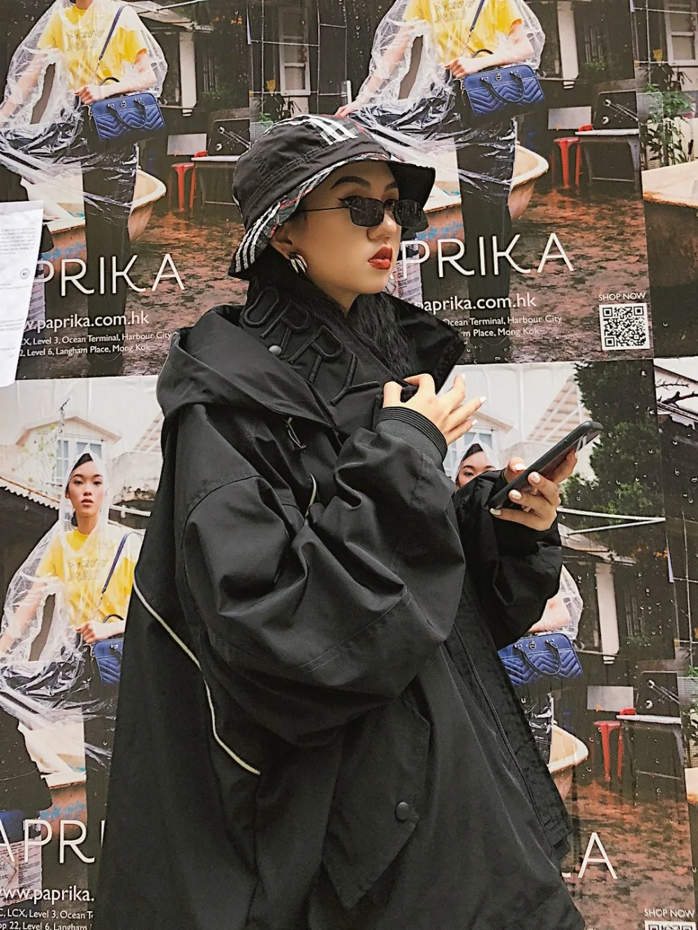 

Original design letter embroidery handsome hooded double collar front short back long BF coats jackets women clothing