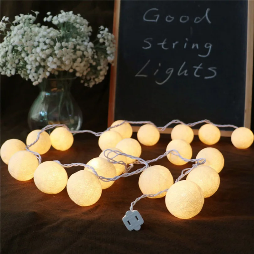 На батарейках AC110v Plug in Lovely White Cotton ball Рождественская елка декоративный светильник