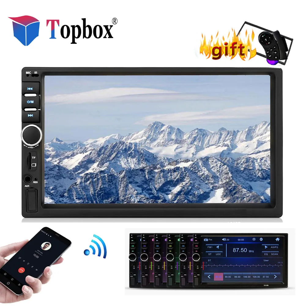 Topbox 2 din car radio Bluetooth Autoradio Mirrorlink 7 HD MP5 Multimedia Player Touch Screen FM
