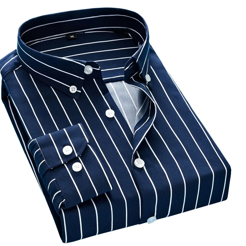 

Striped Shirt Men Cotton Autumn Long Sleeve Formal Shirt Slim Casual Fit Tee Dress Top Imported Clothing Button