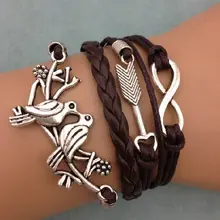 1 шт. бесконечно ручная работа браслет. металл очарование, воск шнур, кожаный браслет, модный драгоценный браслет 3594