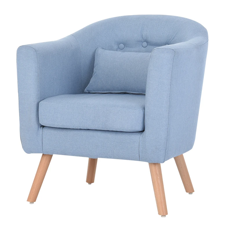 Modern Sofa 1 Single Seat Simple Design Living Room Furniture Leisure Armchair Single Couch Linen Upholstery and Wooden Legs