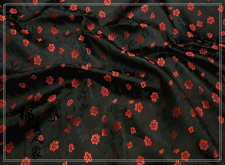 Черный красный цветок парчовая ткань, дамасский жаккард одежда обивка костюма мебель шторы материал подушки ткань 75 см* 50 см