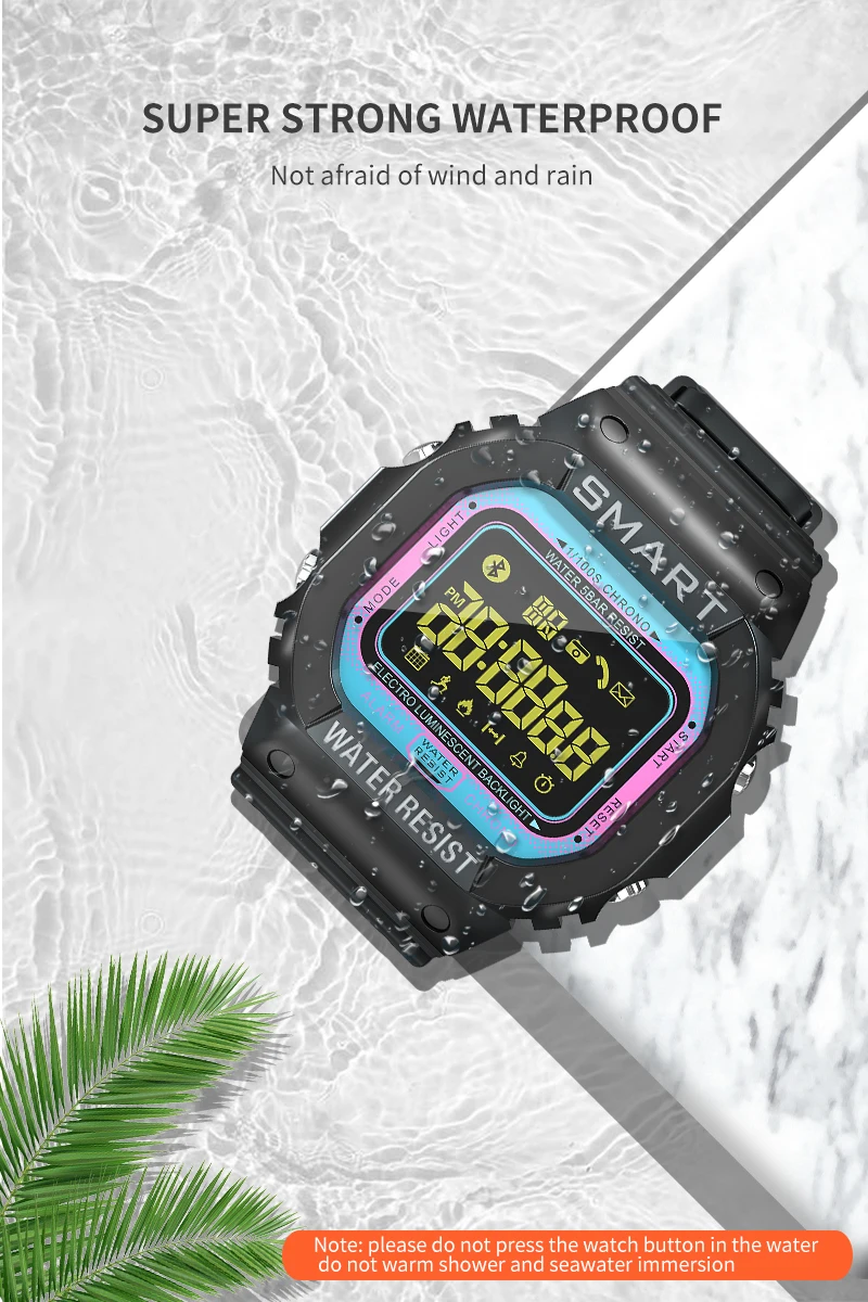 Bluetooth часы EX16T Смарт часы уведомления дистанционное управление, шагомер спортивные часы 5 ATM IP67 водонепроницаемые мужские наручные часы ex16