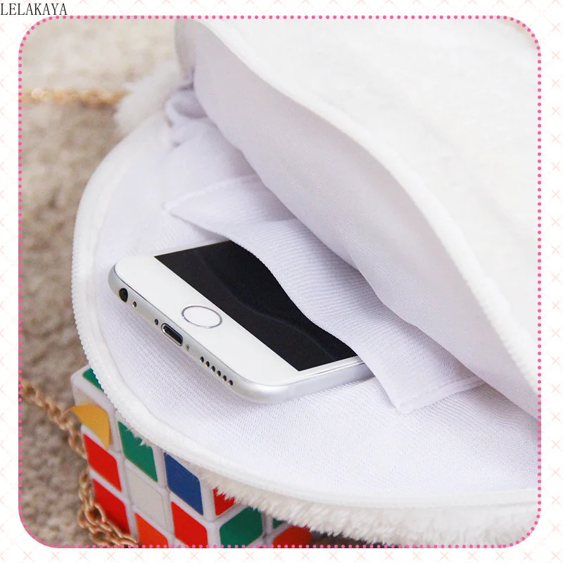 Creative Cartoon Plush Pillows Soft Stuffed White Rice Ball Shape Girls Children Lovely Sleeping Toys Crossbody Phone Purse Doll
