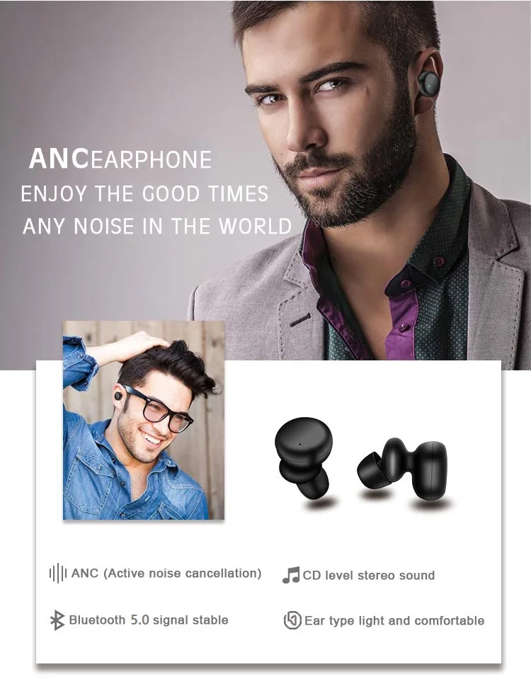 Новинка 2019 ANC Bluetooth беспроводные наушники 5 0 + EDR TWS в ухо Гарнитура 3D стерео