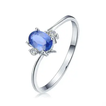 

GVBORI Natural Sapphire ring 18K gold Wedding Ring White Gold& Colored Gemstone Fine Jewelry Valentine