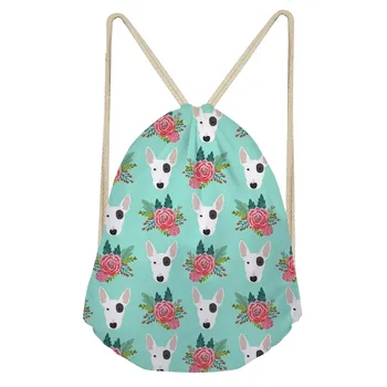 

Kawaii 3D Animal Bull Terrier Flower Print Women Men Drawstrings Bags Fashion Softback Storage Backpacks Beach Bags