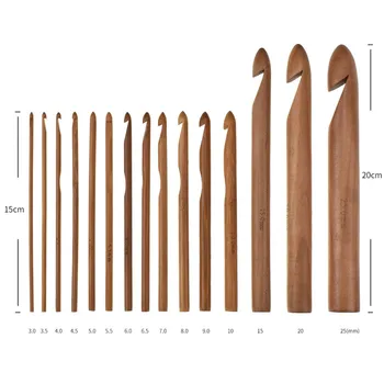 

15 Pieces Wooden 3mm-25mm Crochet Hooks Set Handcrafted Yarn Weave Knitting Hooks Needles Knit Weave DIY Craft For Women Mom