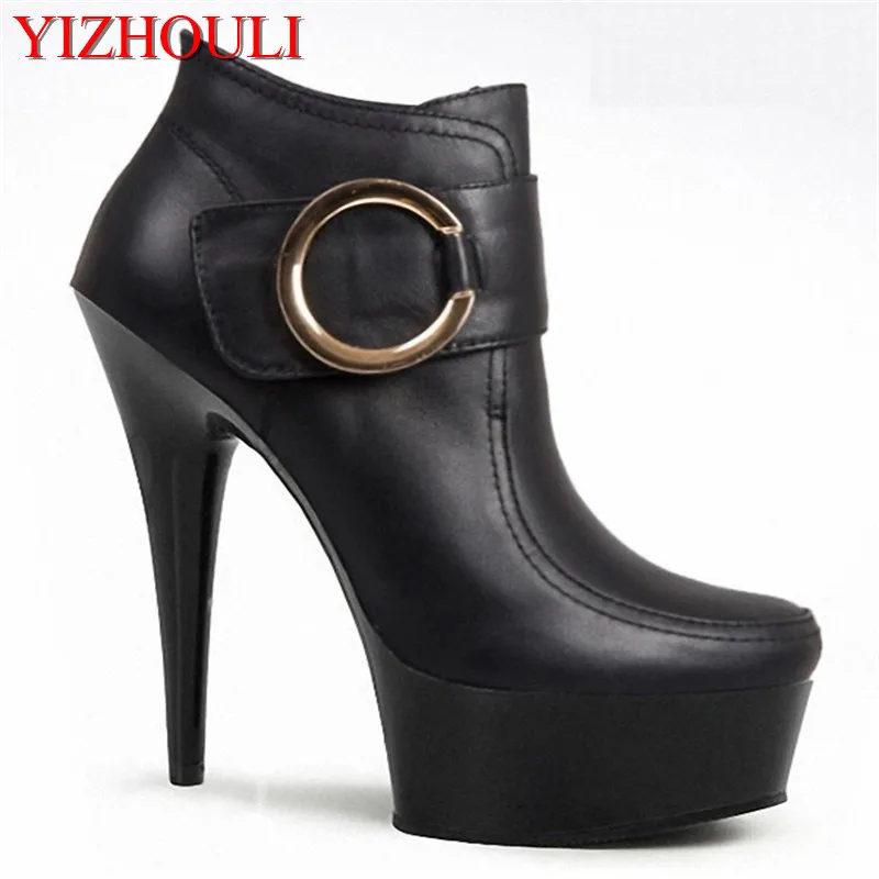 

Manufacturer direct selling ultra high heel waterproof platform low boot, 15cm thin and artificial leather sexy club Dance Shoes