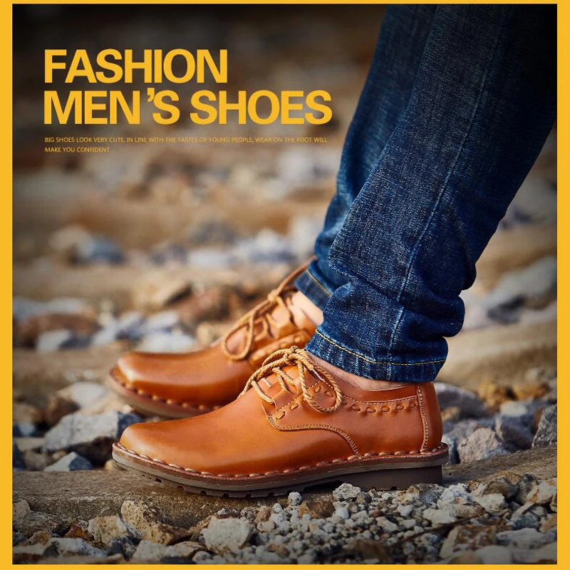 ZFTL New Men Casual shoes men's Handmade business shoes Genuine Leather lace-up male loafers Wear-resistant and breathable 031