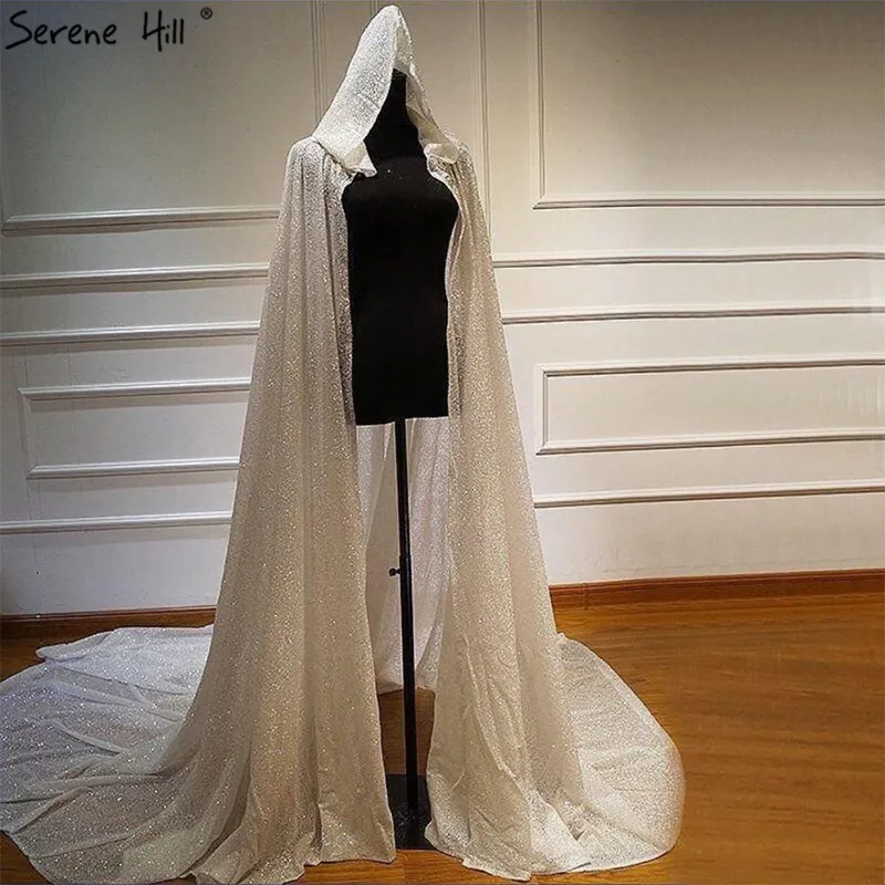 

White Luxury Big Train Wedding Accessories 2019 Real Photo Hooded Wedding Jackets LA70030