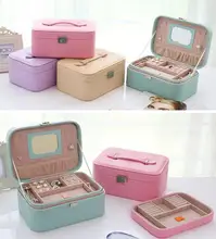 Jewelry Storage Box Princess European style Korean jewelry box double leather earrings ring jewelry box gift