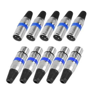 

THGS 5 Pairs 3 Pin XLR Connectors Male and Female Microphone Mic Cable Plug Connector Audio Socket, 10 Pack