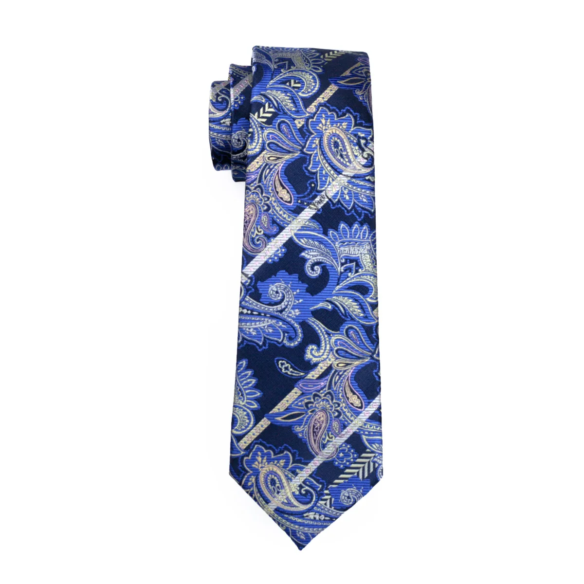 FA-613 мужской галстук синий Пейсли шёлк-жаккард галстук, носовой платок, Запонки Комплект галстуков для Для мужчин Бизнес Свадебная нарядная одежда