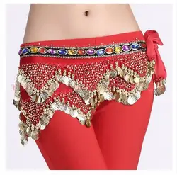 Новый стиль танец живота костюмы бархат цвета камни золотые монеты Belly Dance Hip шарф для женщин Танец Живота Ремни