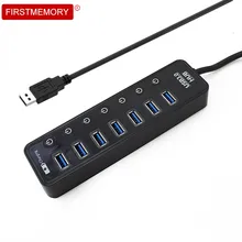 7 Порты USB 3,0 концентратор высокой Скорость многопортовый usb-адаптер с внешним Мощность адаптер ON/OFF переключатель для компьютер, ноутбук, лептоп аксессуары