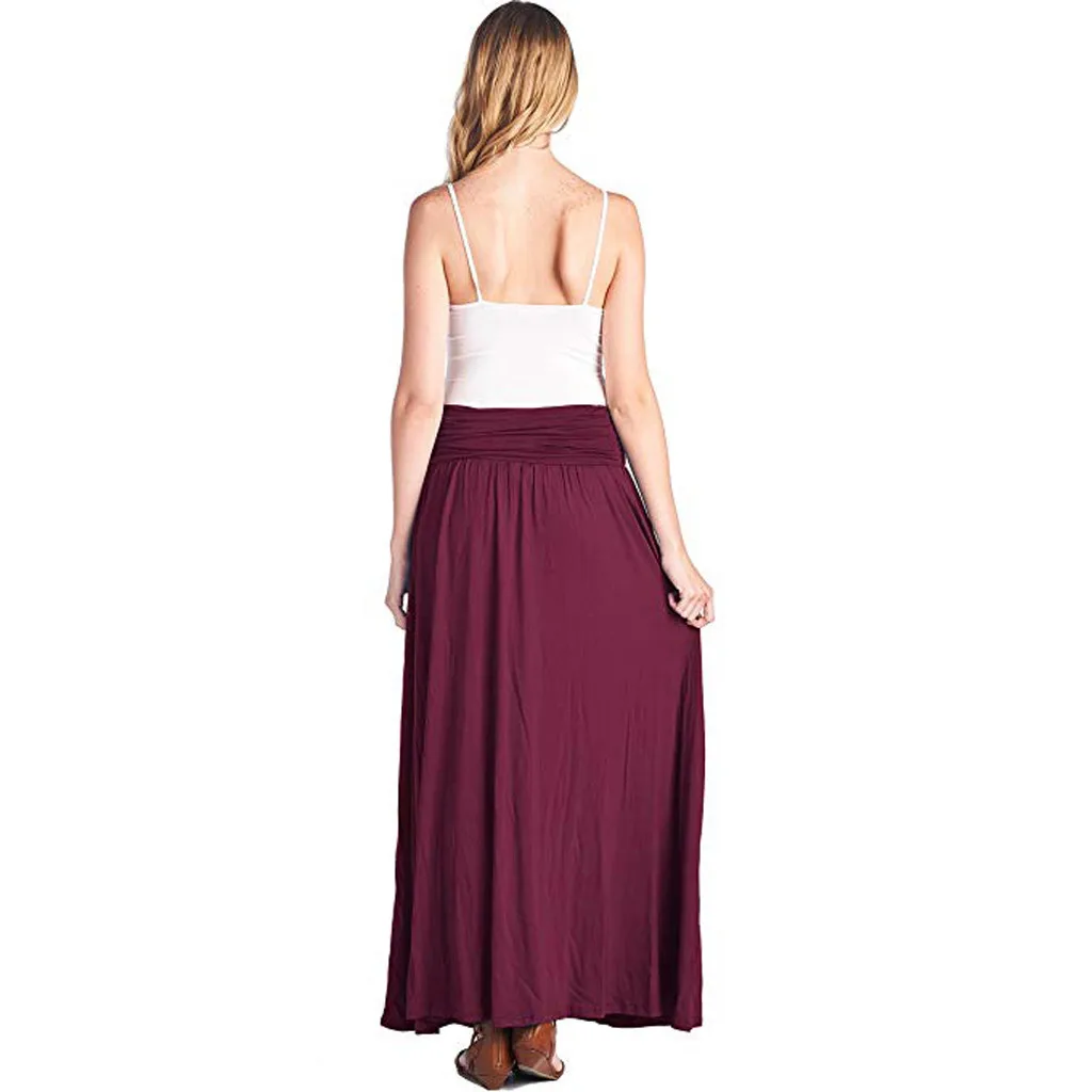 Bohemia Высокая талия Soild юбки женские миди однотонная плиссированная юбка длинные юбки женская юбка парео для пляжа макси Jun