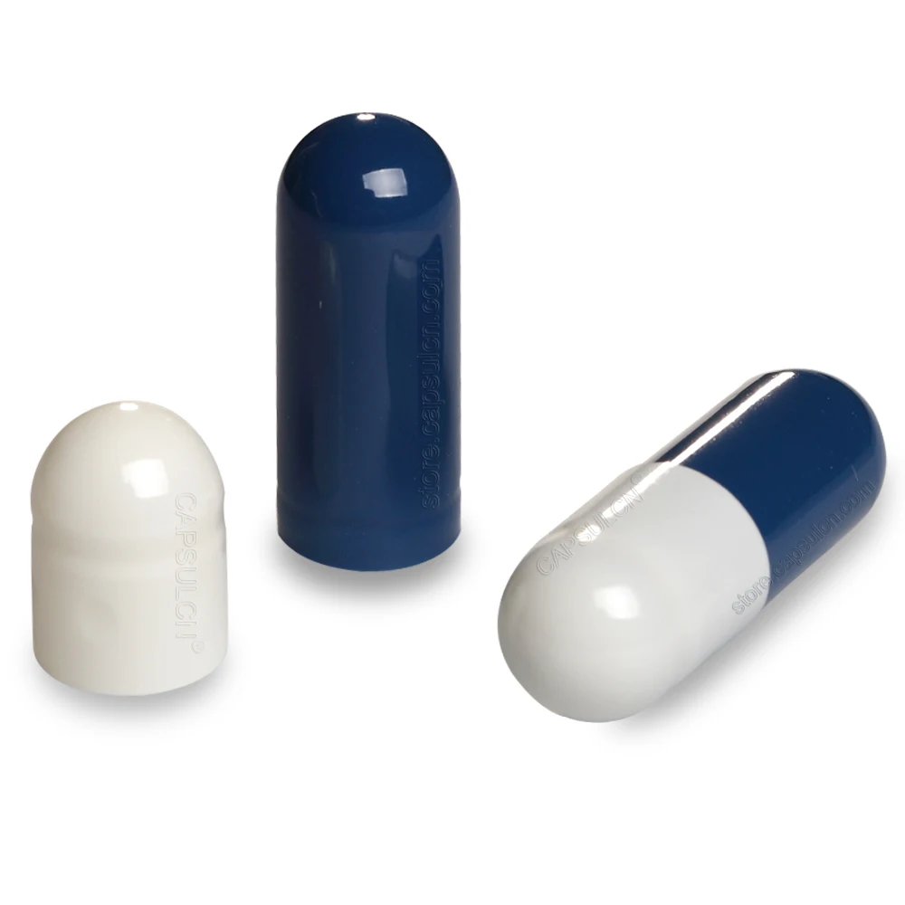 5000 pcs/Carton White & Royal Blue Size 00 Empty Gelatin Capsule Separated Capsules for Capsule Filler Machines 5000 pcs/Carton White & Royal Blue Size 00 Empty Gelatin Capsule Separated Capsules for Capsule Filler Machines