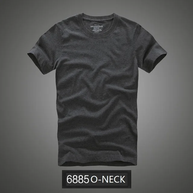 Летняя футболка, новинка, хлопок, одноцветная футболка для мужчин, короткий рукав, camiseta - Цвет: deep gray 6885