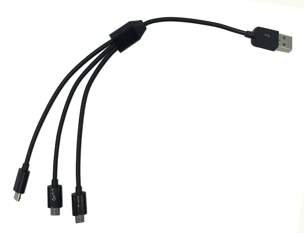 LBSC USB 2,0 type A Мужской до 3 Micro USB 5 Pin сплиттер папа-папа Y синхронизация данных и зарядка Соединительный Кабель-адаптер для Android(черный) 1m