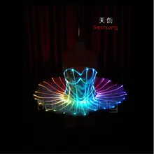TC-75 Full color LED colorful light women costumes party skirt wears led ballroom dance ballet wedding bra dresses programmable