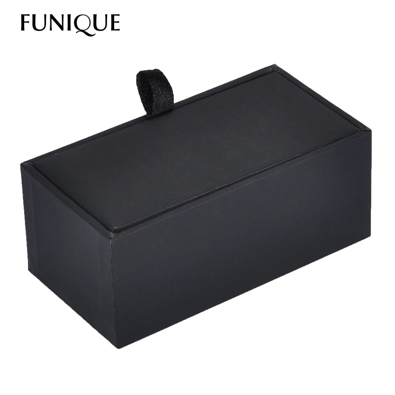 

FUNIQUE Velvet Leather Lint Rectangle Cufflink Jewelry Box case Black Packaging Organizer Cuff-Link Gift Box for men 8.5cmx4.5cm