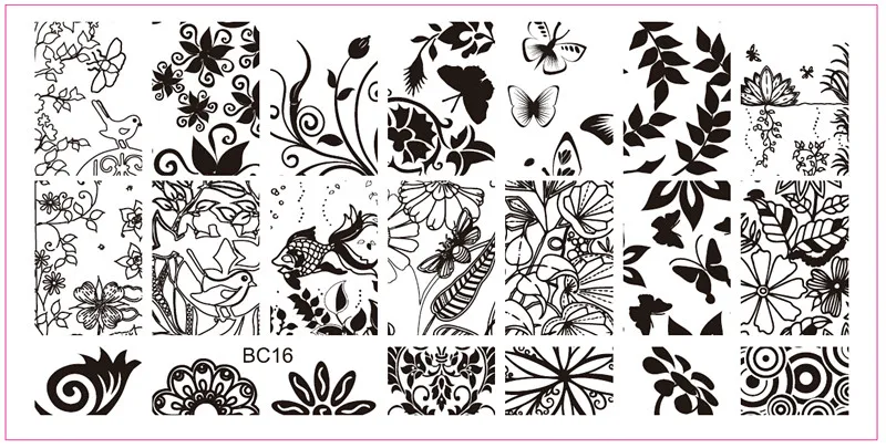 Кружева цветы дизайн ногтей штамповки пластины рисунок для нейл-арта штамповки пластины Маникюр Шаблон для оформления ногтей инструмент BC 11~ 20