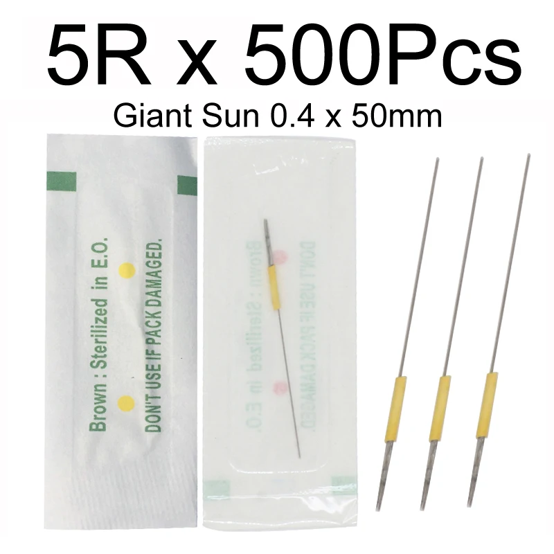 500Pc 0.4x50mm 5R Traditional Tattoo Needle For Taiwan Giant sun G-8650 G-9740 Sunshine Permanent Makeup Machine G8650 eyebrow |