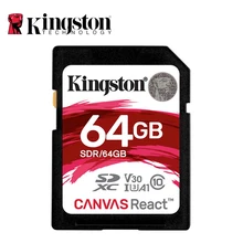 Kingston холст реагируют 32 Гб 64 Гб 128 ГБ 256 ГБ SDHC/SDXC класса 10 SD слот для карт памяти UHS-I 100 МБ/с. флэш-память высокой Скорость V30 SD карты