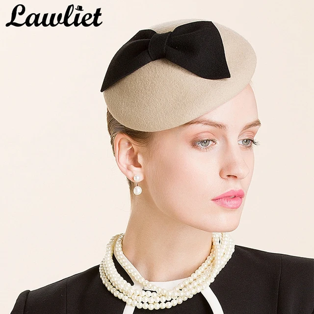 New Camel Bow Ladies Beret Women Felt Wool Fascinators Cocktail Wedding