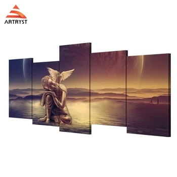 

Artryst 1 set of 5 canvas modern art picture frame frame Buddha painting picture HD print for living room wall art large size