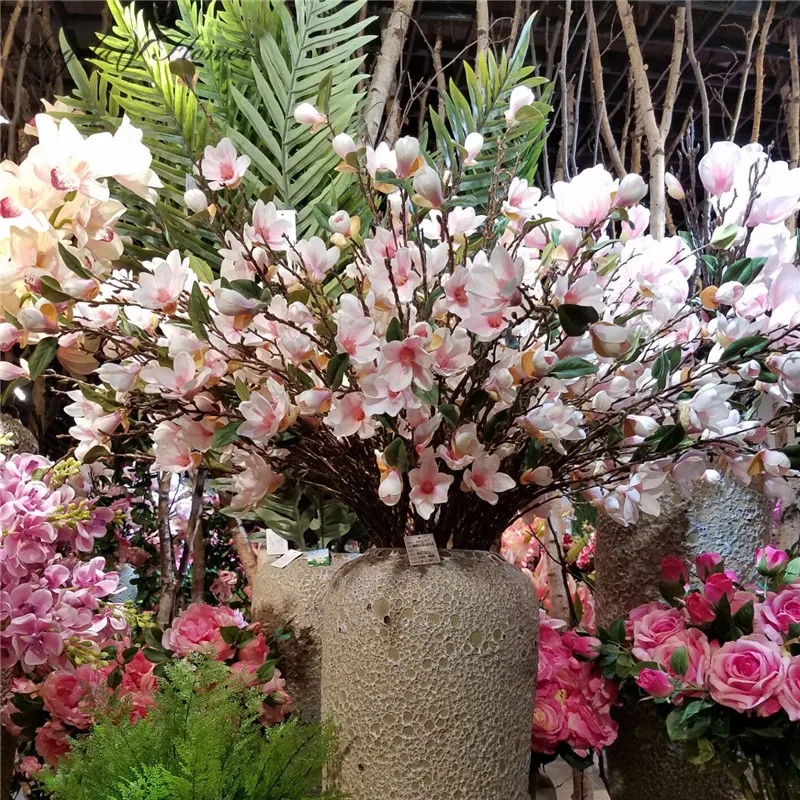 

Single branch 4fork elegant Magnolia High-grade artificial flower Garden artificial flower system Wedding home decor silk floers
